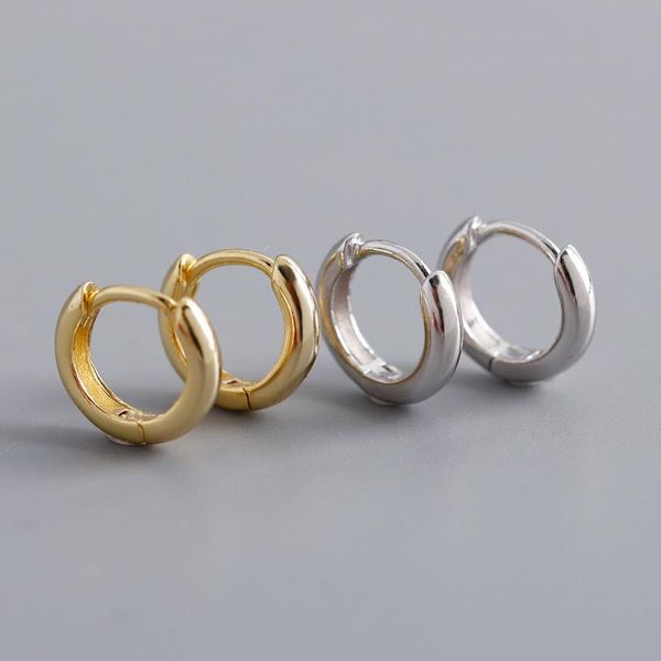 

hoop & huggie 925 sterling silver punk round earrings for women personality ear party jewelry buckle eh1071, Golden;silver