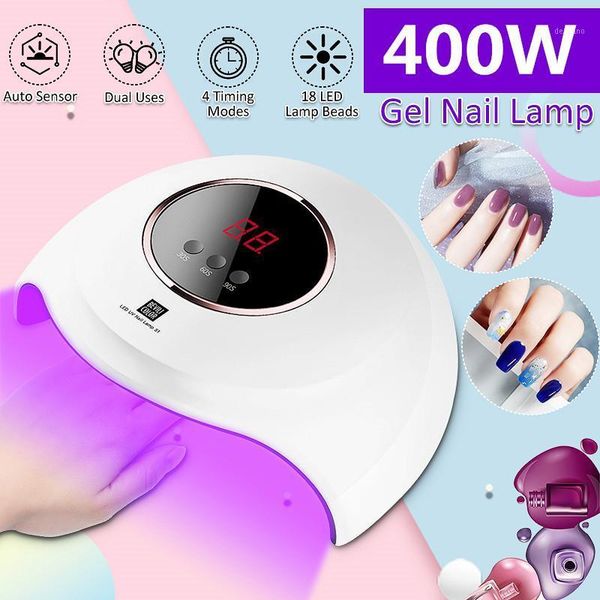 

nail lamp 400w uv 12/18/30pcs led lcd display drying polish auto sensor manicure tools gel dryer1
