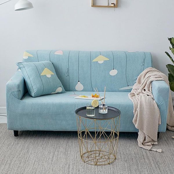 

chair covers microfine sofa for living room blue leisure three-seat furniture geometric printed slipcover couch