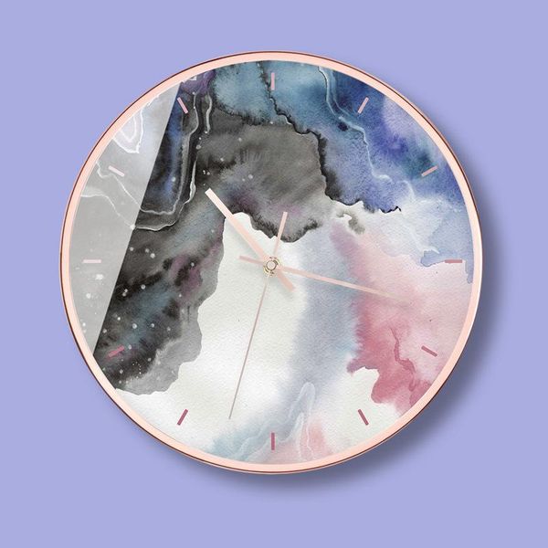 

wall clocks modern abstract painting starry theme art clock rose gold ultra-quiet personalized custom bedroom