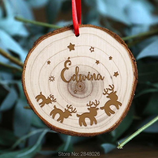 

christmas decorations custom wooden slices family ornament,personalized engraved elk ornament,custom baby ornament ball