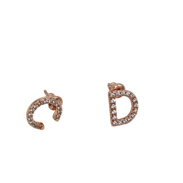 

gift box earrings new rose gold inlaid brilliant diamonds steel seal earrings women's s925 silver needle simple fashion, Golden