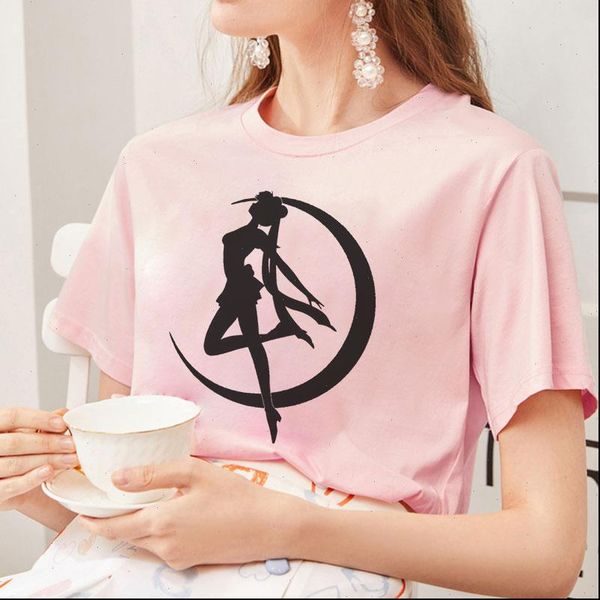 

womens summer arrival cute sailor moon anime print female japanese clothes harajuku kawaii t shirt fashion, White