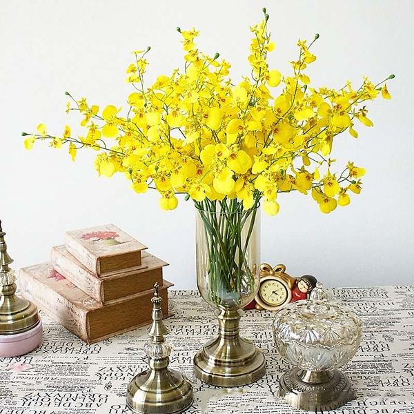

decorative flowers & wreaths dynamic peacock dancing orchid long branch silk artificial wedding pography home table decoration white yellow