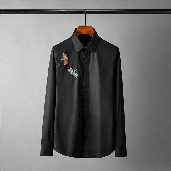 

tee shirt shirt black white luxury indian silk dragoy embroidery long sleeve mens shirts slim casual party man shirt, White;black