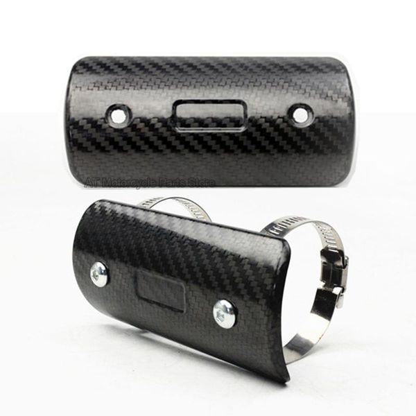 

carbon fiber motorcycle exhaust muffler heat shield cover protection with brand stickers for fit most pipe system