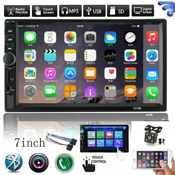 

car video 7" inch double 2 din bluetooth-compatible radio stereo fm aux mp5 player touch screen with reverse camera multimedia-player