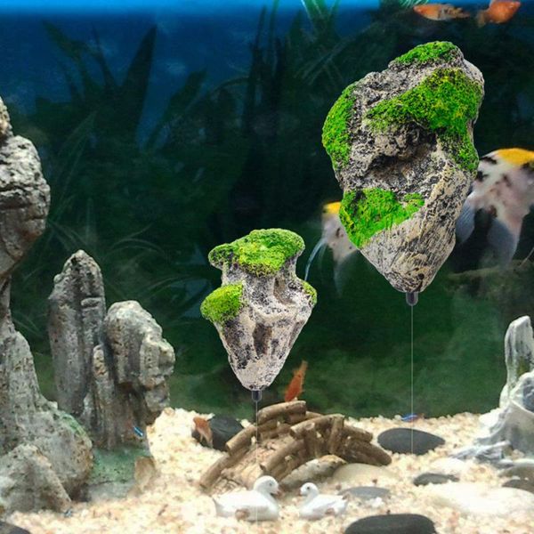 

resin simulation floating stone aquarium decorations fish tank suspended landscaping mossy supplies