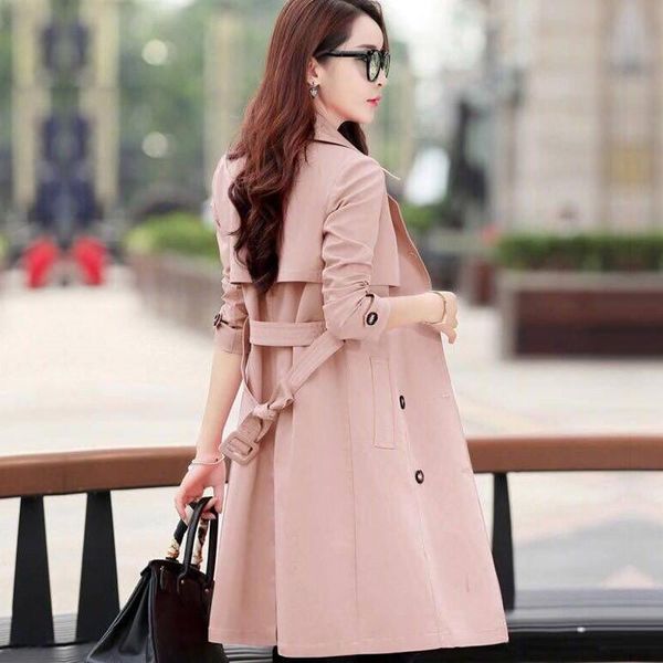

women's trench coats 2021 fashion double breasted mid-long coat women khaki slim belt cloak mujer windbreaker female abrigos brazil m39, Tan;black