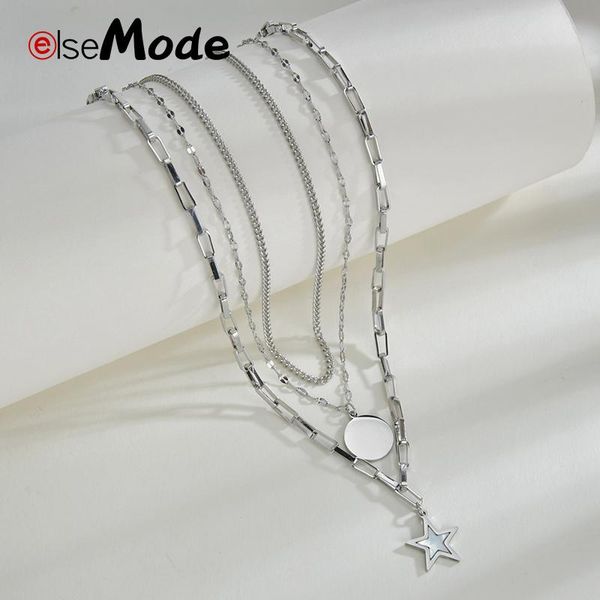 

layers shell star pendant necklaces silver color women stainless steel charm jewelry