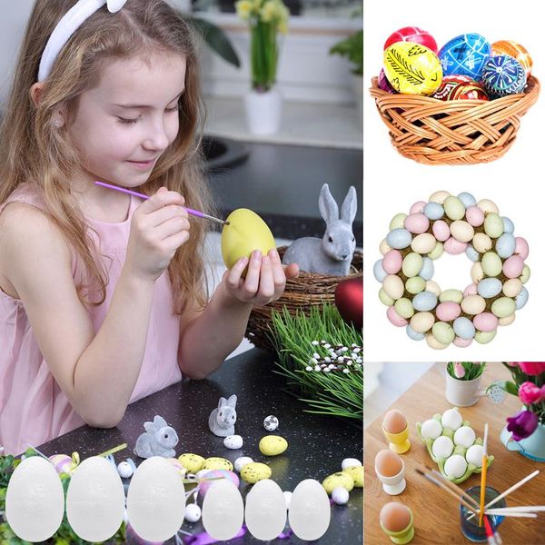 

party decoration 10pc easter eggs styrofoam foam ball handmade diy white unfinished painting egg wreath accessory kids favors home ornament