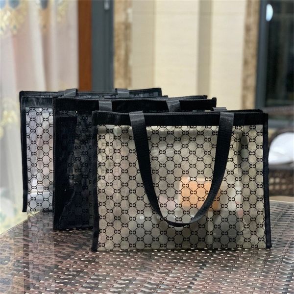 

new flocking large capacity cosmetic bag washing transparent beach swimming one shoulder shopping purse outlet