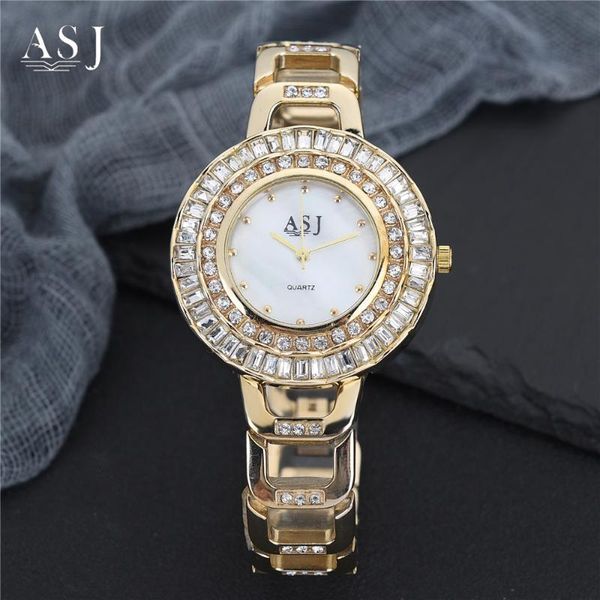 

wristwatches asj 2021 women rhinestone watches lady big wrist watch diamond bracelet wristwatch ladies crystal quartz clock, Slivery;brown