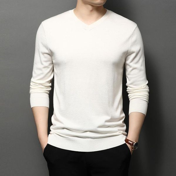 

men's sweaters v-neck solid color long-sleeved men 2021 autumn and winter sweater male fashion bottoming shirt zde1816, White;black