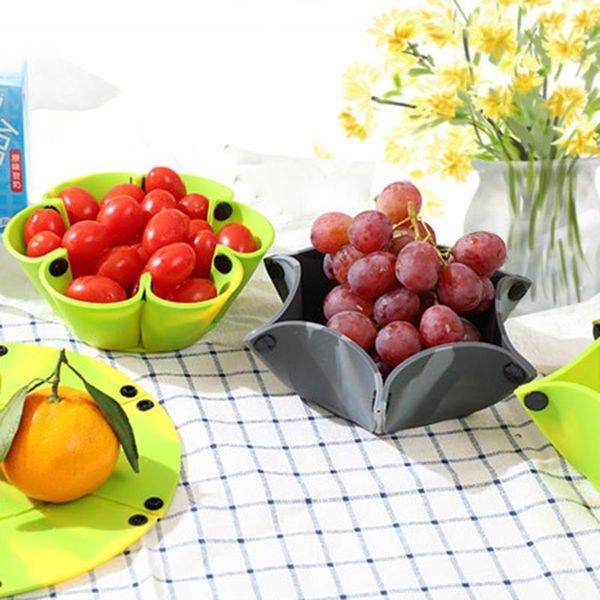 

pc silicone folding bowl collapsible portable fruit dish container box for dinnerware organizer bowls
