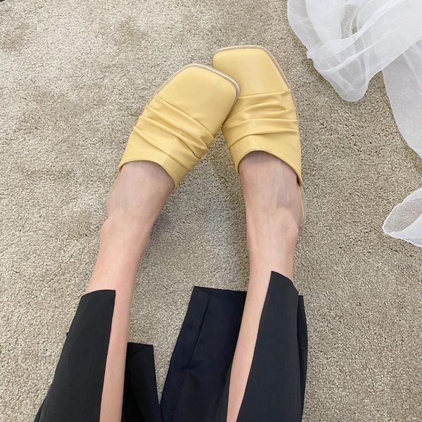 

slippers muller shoes summer slipper women 2021 fashion design flip flops flat casual comfortable shoe dress, Black