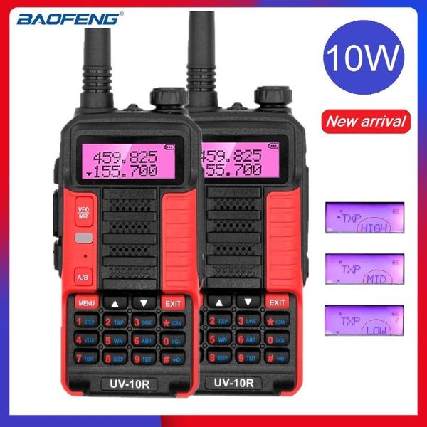 

walkie talkie 2pcs baofeng uv-10r 10w upgraded uv-5r cb ham radio station vhf uhf transceiver amateur 2021 bf-uv10r
