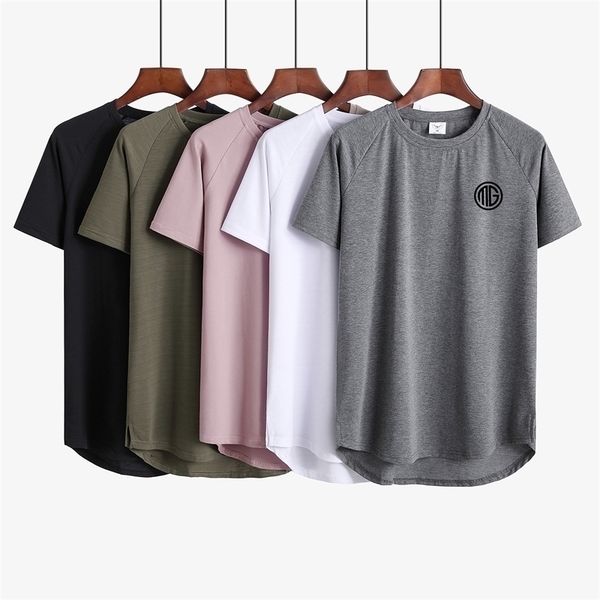 

brand gym clothing extend hip hop street t-shirt mens fitness shirt bodybuilding silm fit t shirts men summer fashion tees 210410, White;black