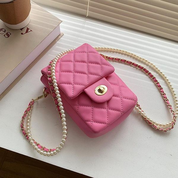 

evening bags pearl chain design pu leather mini crossbody for women 2021 summer trendy shoulder handbags and purses lady party