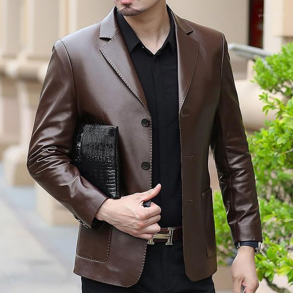 

men's leather & faux ayunsue genuine jacket men clothing 5xl 6xl man jackets autumn coat plus cotton clothes chaqueta hombre lxr774, Black