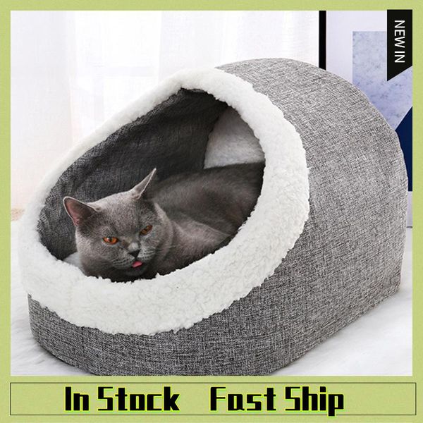 

winter washable pet bed warm cat cave wool basket with cushion pillow for dog cats in supplies beds & furniture