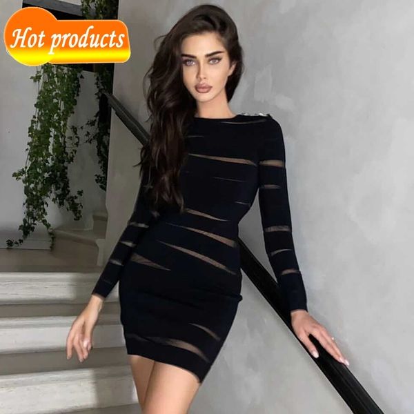 

two piece dress you all fashions mesh buttons design long sleeves the neck celebrity party bandage mini dress v628, White