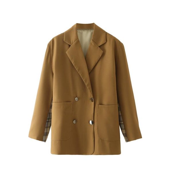 

women's suits & blazers double-breasted small suit plaid color matching long-sleeved jacket 2021 spring and autumn female qn*, White;black