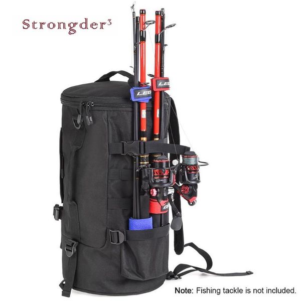 

multi-purpose fishing backpack bag folding cylindrical large capacity tackle storage bags travel carry #4 outdoor