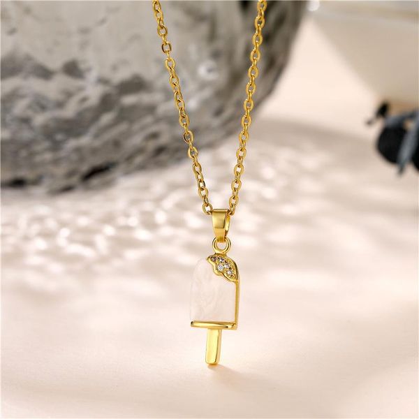 

pendant necklaces jewelry gift real titanium steel shell fritillaria women's clavicle zircon necklace for girls, Silver