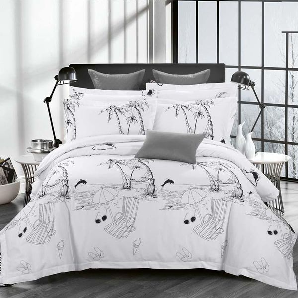 

bedding sets luxury white el duvet cover set quality king  size bed linen/cover 100% cotton with feathers gift as