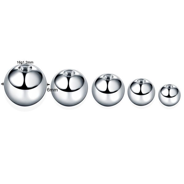 

stainless steel replacement puncture fittings screw ball eyebrow lip nail ear horse navel ring body ornaments 14g 16g, Silver