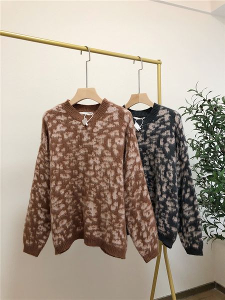

korean version of the net red leopard print pullover long-sleeved sweater autumn and winter new fashion slim loose sweater 210412, White;black
