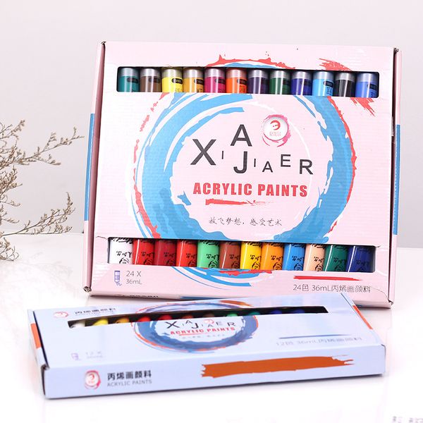 

18/24 colors acrylic paint set 36ml drawing pigment set hand-painted stone wall painting diy painted art supplies for beginner