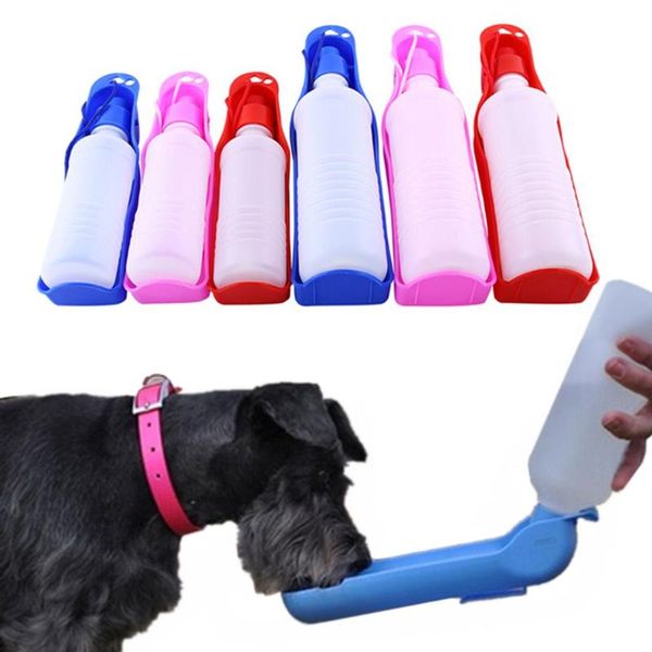 

dog bowls & feeders 250ml/500ml pets water bottle feeder drinker portable drinking cup with folding bowl pet supplies for cat outdoor travel