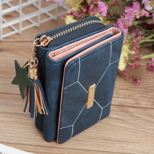 

wallets money bag card holder pocket purse cute fashion geometric patchwork pink women lady female short mini zipper tassel, Red;black