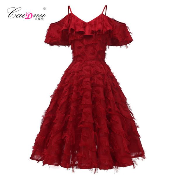 

party dresses autumn and winter 2021 halter lace tassel evening bridesmaid dance, White;black