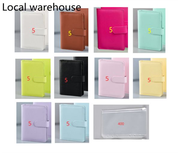 

local warehouse a6 notebook binder pu leather 6 rings notepad spiral loose leaf notepads cover macaron candy color diary shell for student, Purple;pink