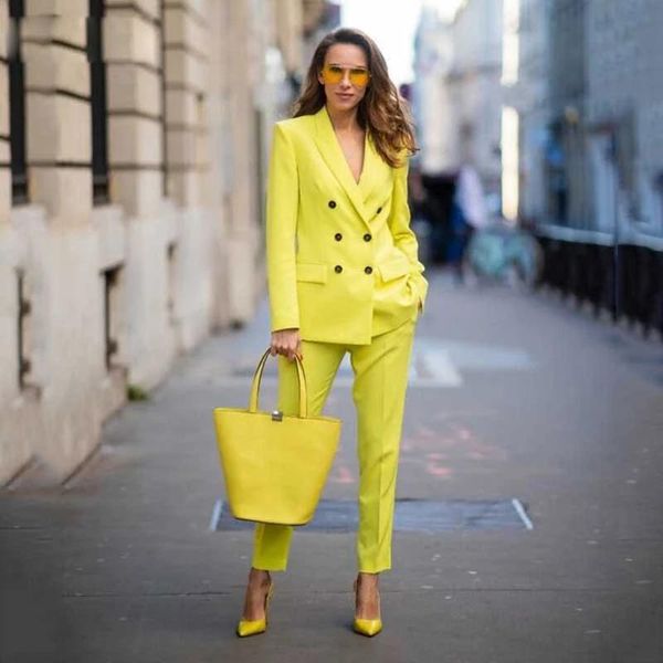 

women's two piece pants customize spring yellow women suits pant suit 2 sets blazer jacket trousers for feminino autumn office wedding, White
