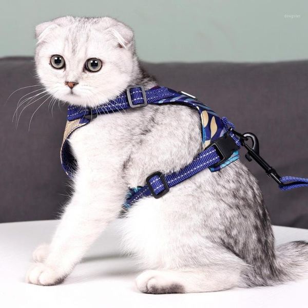 

cat carriers,crates & houses 60% drop1 set pet harness fastener tape closure anti-escape polyester cats chest strap traction rope kit supp