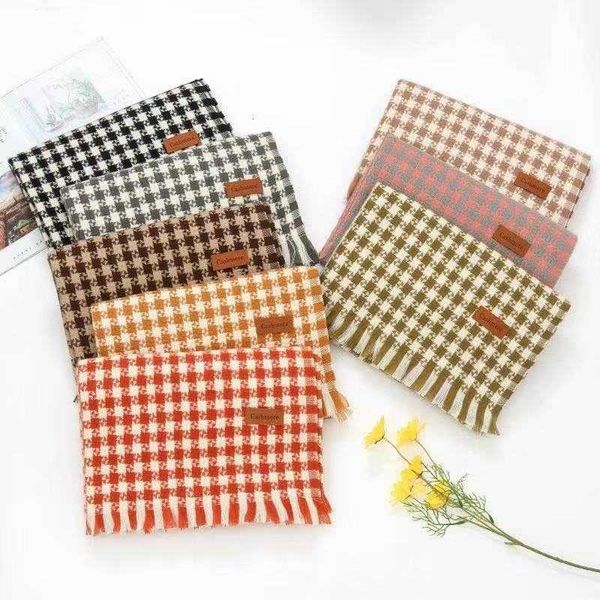 

imitation cashmere plaid scarf japan and south korea sweet tassel warm bib holiday shawl, Blue;gray