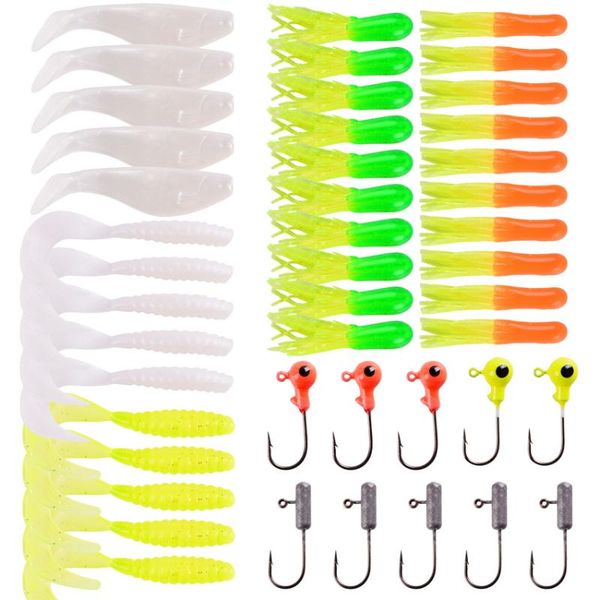 

45pcs mounchain 35pcs soft worm fishing lure baits 10 lead jig head hooks simulation lures tackle set tools box accessories