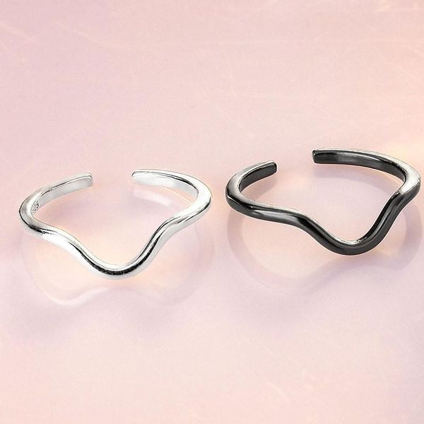 

wedding rings lady charm silver 925 sterling ring for women accessories trendy geometric black adjustable finger bridal, Slivery;golden