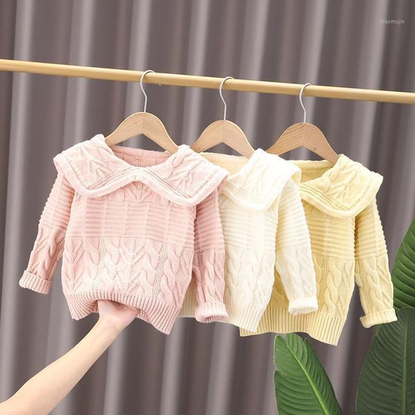 

pullover spring girls' baby clothes kids outfits lapel long sleeve sweater jacket for child girls clothing knitted sweaters1, Blue