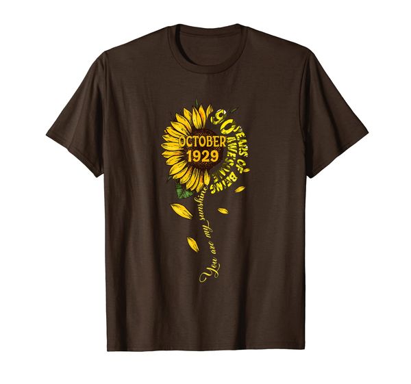 

october 1929 90 years of being awesome mix sunflower t-shirt, White;black