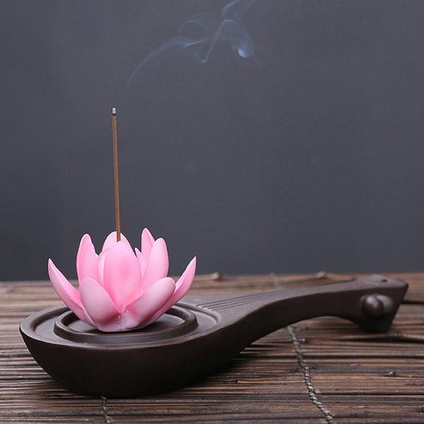 

white lotus incense stick holder home office tea house deskdecorate ceramic burner censer fragrance lamps