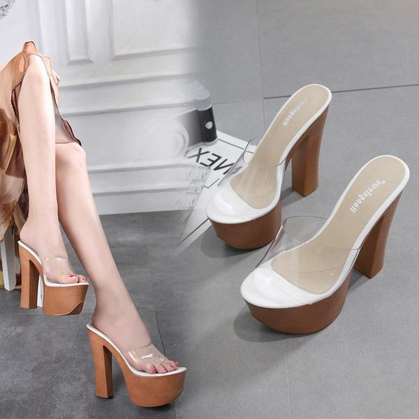 

slippers classics fashion novelty high heel slides women open toe outside hoof heels casual summer ladies shoes, Black