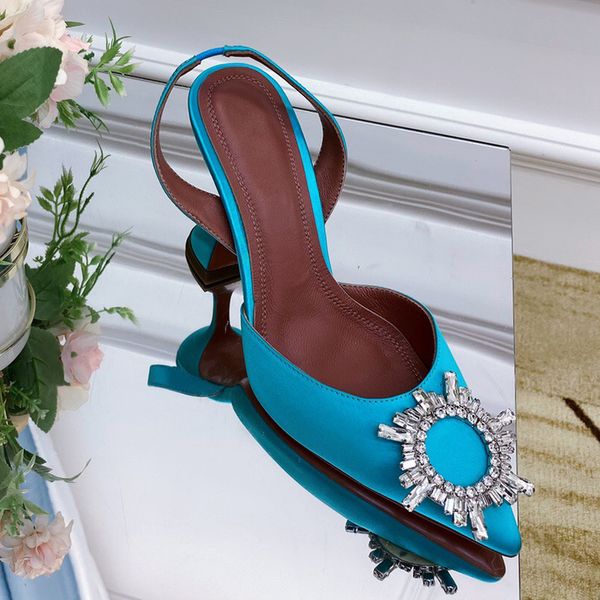 

luxury designer sandals fashion high heeled sandal womens shoe sequined cloth drill button 9 5cm heels genuine leather sole cool shoes back, Black