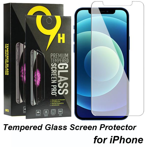 

2.5d tempered glass screen protector for iphone 13 12 mini 11 pro max xs xr 7 8 6s plus protective film 0.26mm with retail box