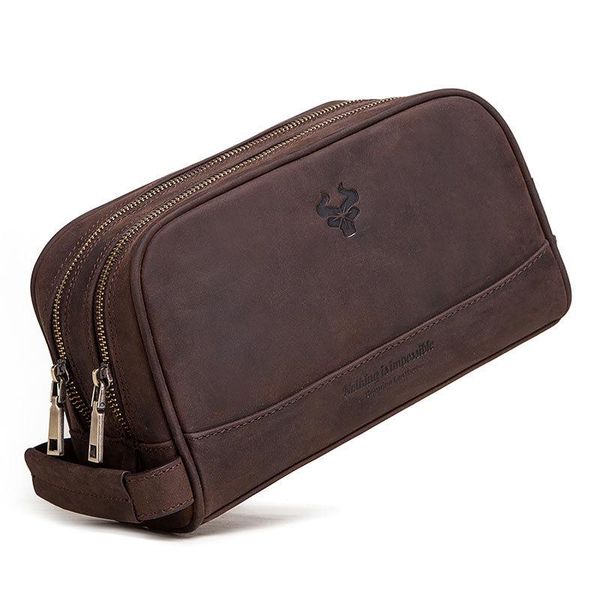 

retro crazy horse leather men's storage cosmetic bag cowhide s duffel bags