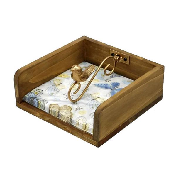 

wood tissue box with animal decor creative bird//squirrel decoration square table boxes & napkins